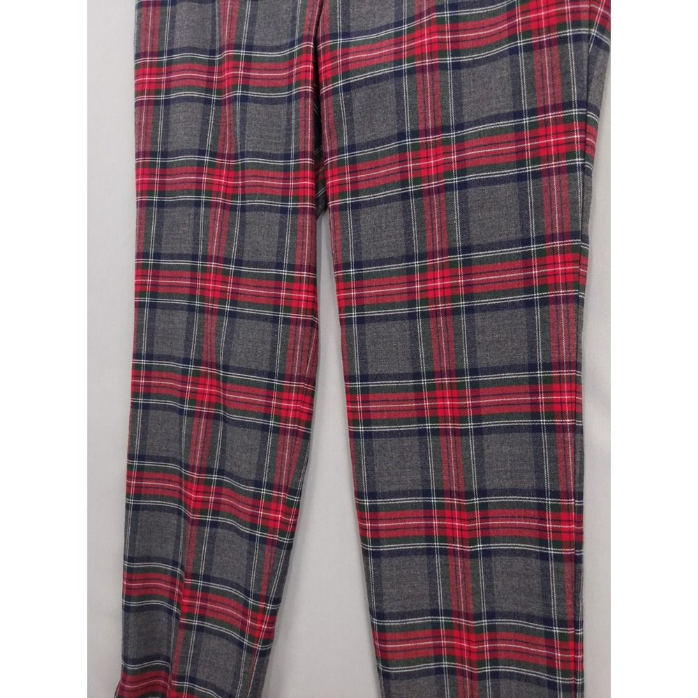 Talbots Plaid‎ Trousers Women 6P Grey Red Wool Blend Straight Leg Lined Pants - Picture 3 of 9